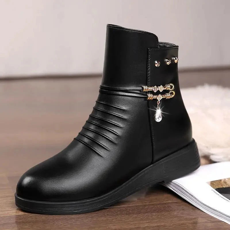 Bota Feminina de Couro Inverno Confort