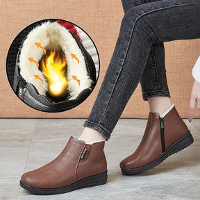 Bota Feminina de Couro Inverno Forrada