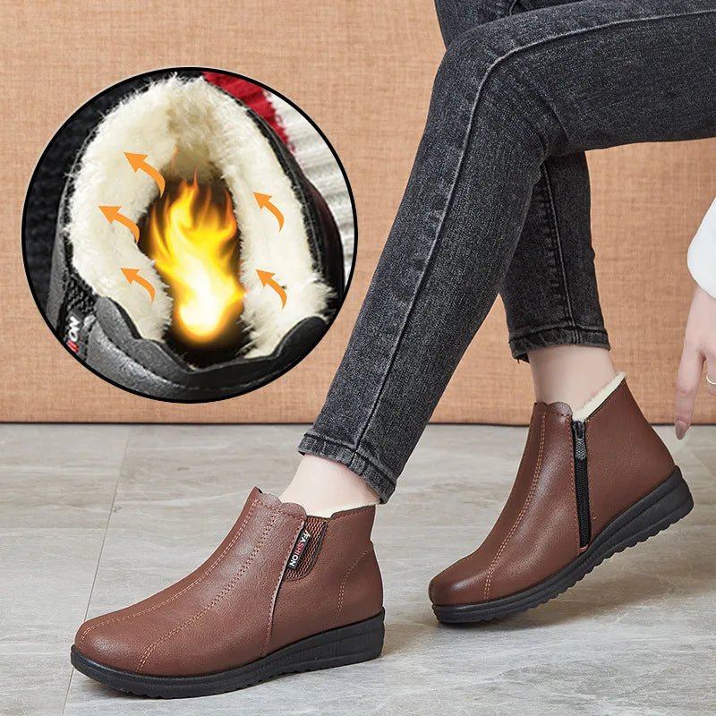 Bota Feminina de Couro Inverno Forrada