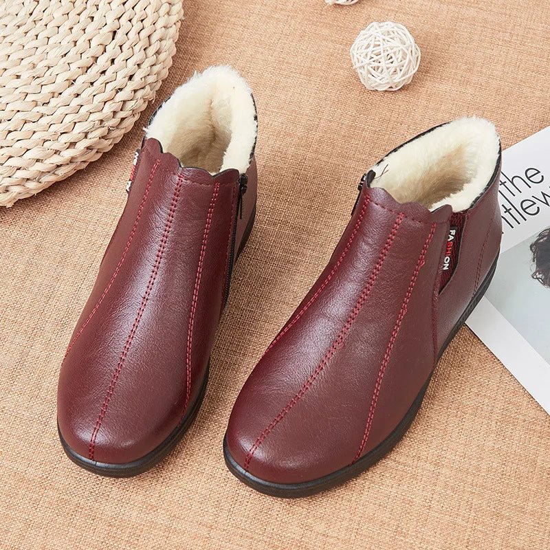 Bota Feminina de Couro Inverno Forrada