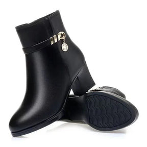 Bota Feminina de Couro Inverno Plus