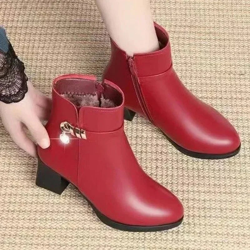 Bota Feminina de Couro Inverno Plus