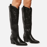 Bota Texana Feminina de Couro Kabani Cano Alto Vintage