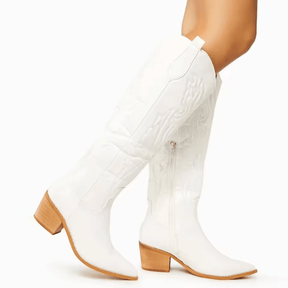 Bota Texana Feminina de Couro Kabani Cano Alto Vintage