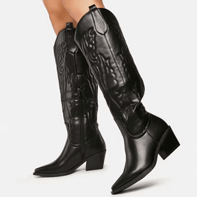 Bota Texana Feminina de Couro Kabani Cano Alto Vintage