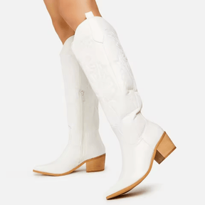 Bota Texana Feminina de Couro Kabani Cano Alto Vintage