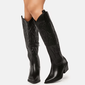 Bota Texana Feminina de Couro Kabani Cano Alto Vintage