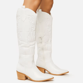 Bota Texana Feminina de Couro Kabani Cano Alto Vintage