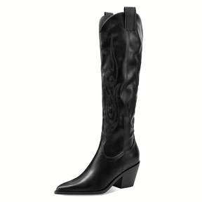 Bota Feminina Texana Preta Cano Longo
