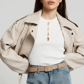 Jaqueta de Couro Feminina Street Wear