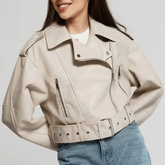 Jaqueta de Couro Feminina Street Wear
