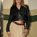 Jaqueta Feminina Cropped de Couro Pandora