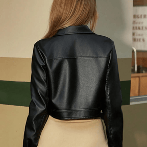 Jaqueta Feminina Cropped de Couro Pandora