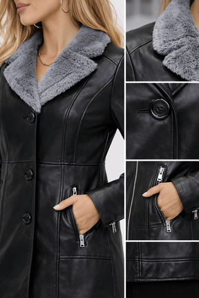 Jaqueta Feminina de Couro Aveludada Lady