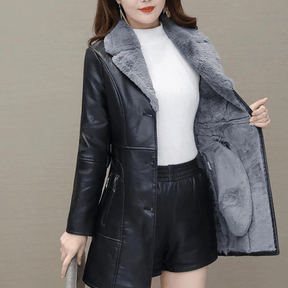 Jaqueta Feminina de Couro Aveludada Lady