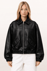 Jaqueta Feminina de Couro Bomber
