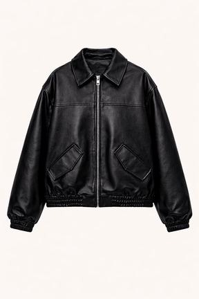 Jaqueta Feminina de Couro Bomber