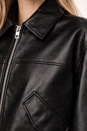 Jaqueta Feminina de Couro Bomber