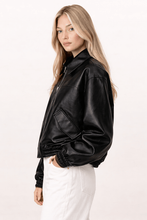 Jaqueta Feminina de Couro Bomber