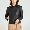 Jaqueta Feminina de Couro Casual Slim