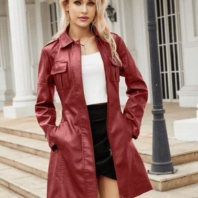 Jaqueta de Couro Feminina Kabani Comprida Lauren
