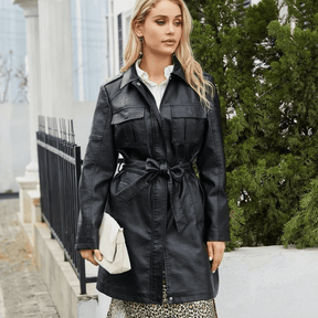 Jaqueta de Couro Feminina Kabani Comprida Lauren