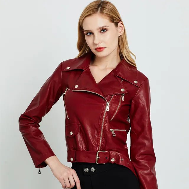 Jaqueta Feminina de Couro Crimson