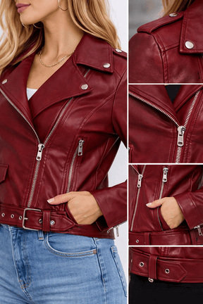 Jaqueta Feminina de Couro Crimson