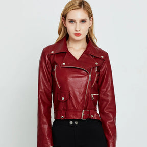 Jaqueta Feminina de Couro Crimson