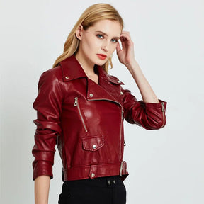 Jaqueta Feminina de Couro Crimson