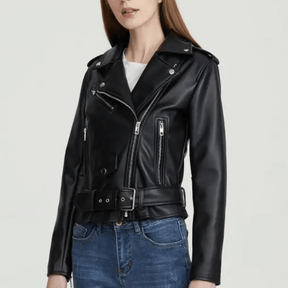 Jaqueta Feminina de Couro Gola Virada
