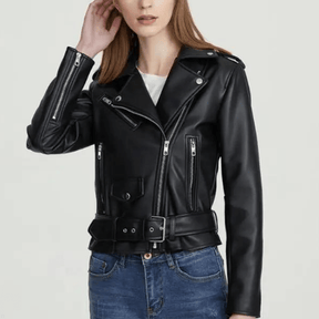Jaqueta Feminina de Couro Gola Virada