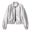 Jaqueta Feminina de Couro Prata Outwear
