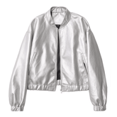 Jaqueta Feminina de Couro Prata Outwear