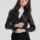 Jaqueta Feminina de Couro Preta Slim