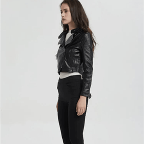 Jaqueta Feminina de Couro Preta Slim