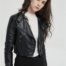 Jaqueta Feminina de Couro Preta Slim
