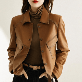Jaqueta Feminina de Couro Slim Fit