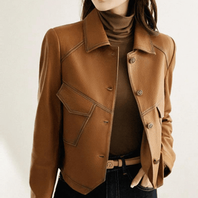 Jaqueta Feminina de Couro Slim Fit