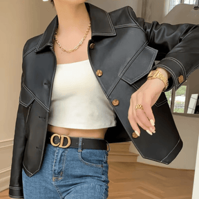 Jaqueta Feminina de Couro Slim Suzy