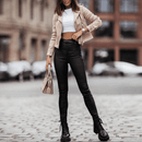 Jaqueta Feminina de Couro Streetwear