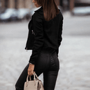 Jaqueta Feminina de Couro Streetwear