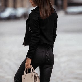 Jaqueta Feminina de Couro Streetwear