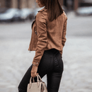 Jaqueta Feminina de Couro Streetwear