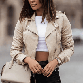 Jaqueta Feminina de Couro Streetwear