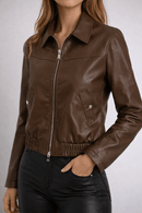 Jaqueta Feminina de Couro Vintage Eloise