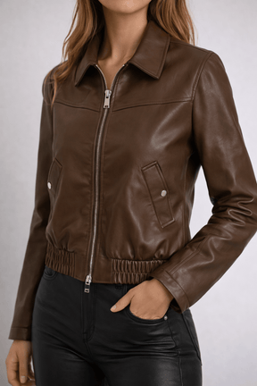 Jaqueta Feminina de Couro Vintage Eloise
