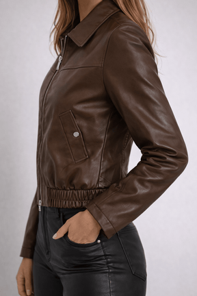 Jaqueta Feminina de Couro Vintage Eloise