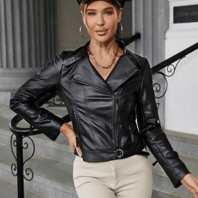 Jaqueta Feminina de Couro Vintage Slim