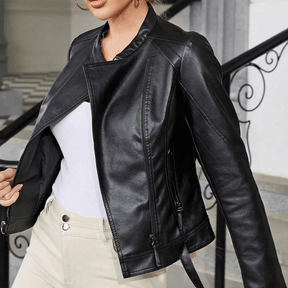 Jaqueta Feminina de Couro Vintage Slim